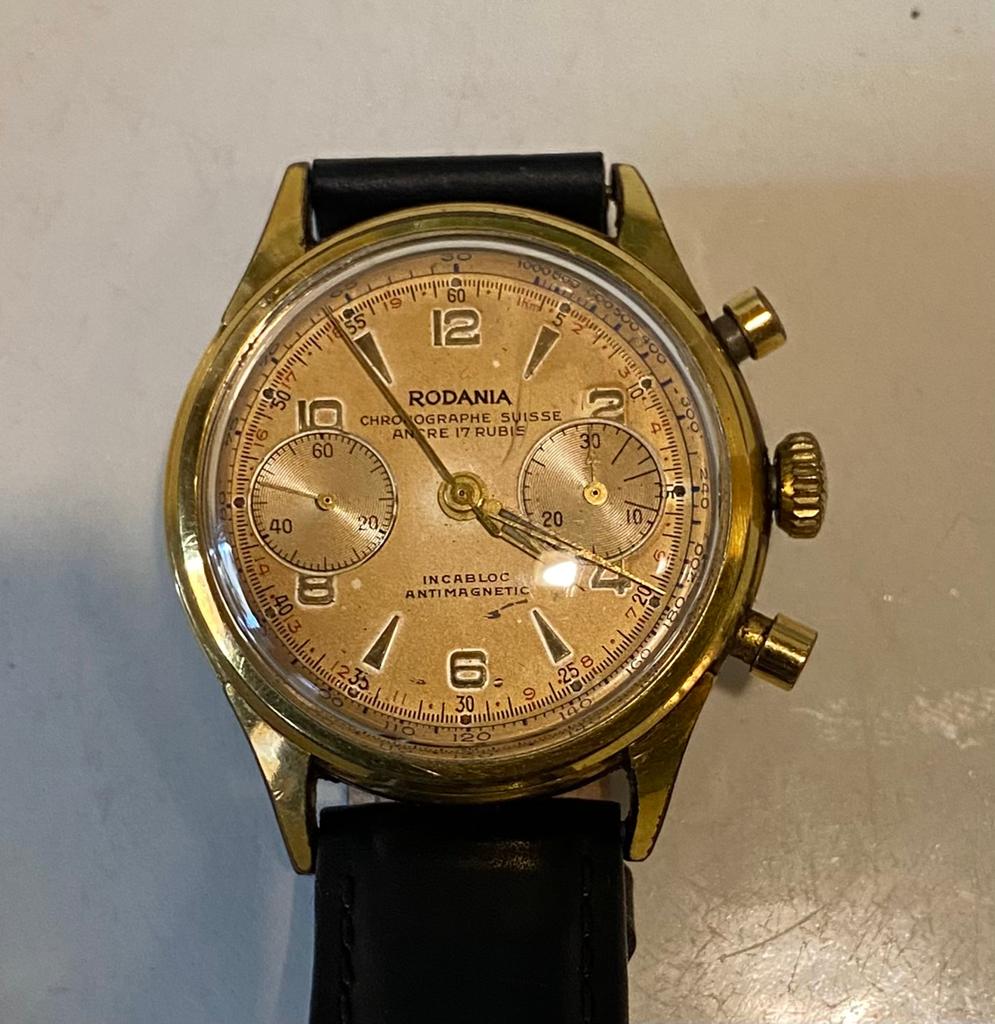 Rodania Chrono jaren 50, Montre-bracelet, Autres marques, Enlèvement ou Envoi, Acier