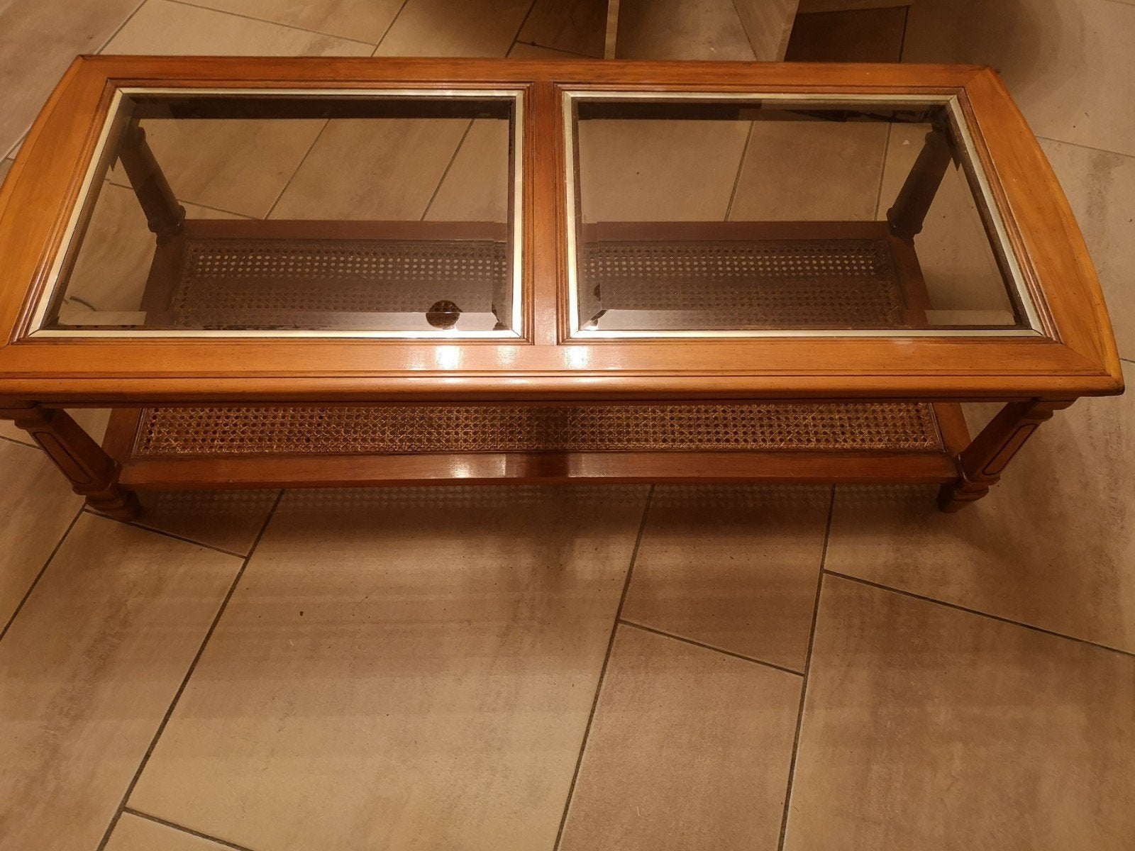 salontafel van massief kersenhout, Huis en Inrichting, Ophalen, Zo goed als nieuw, Rechthoekig, Overige houtsoorten
