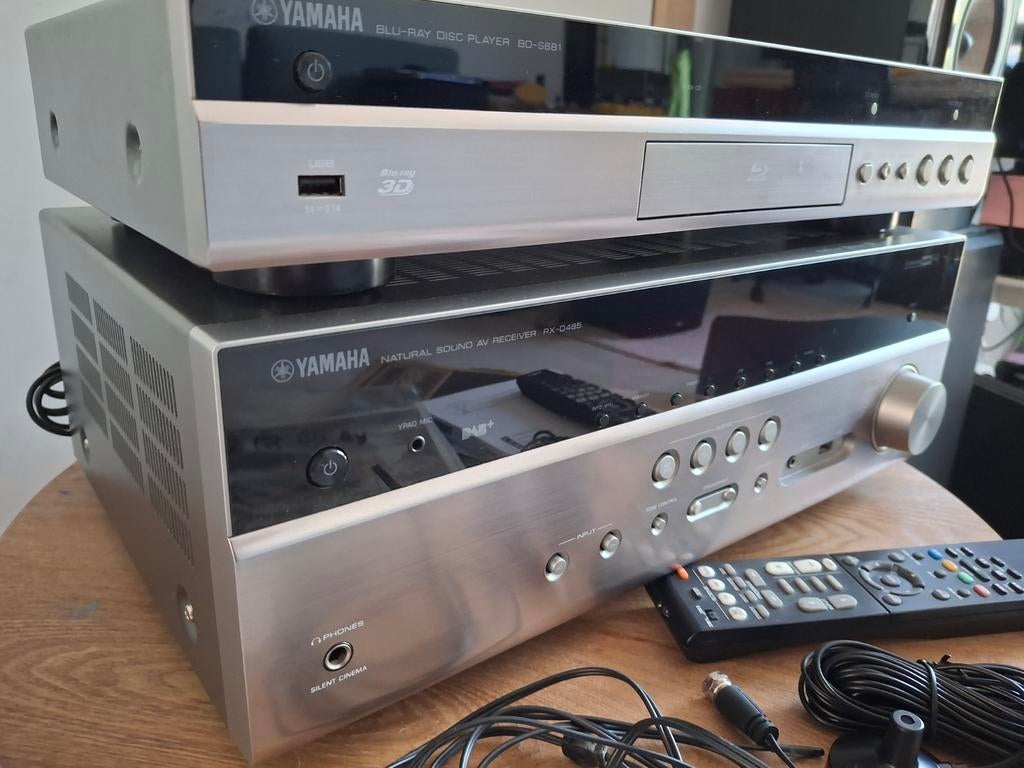 Yamaha MusicCast RX-D485 + Blu-Ray BD-S681 Titanium OVP, Ophalen of Verzenden, Zo goed als nieuw, Dvd-speler, Overige merken