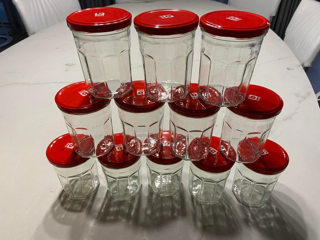 12 confituurpotten met deksel, 450 gr, Ophalen, Gebruikt, Overige typen