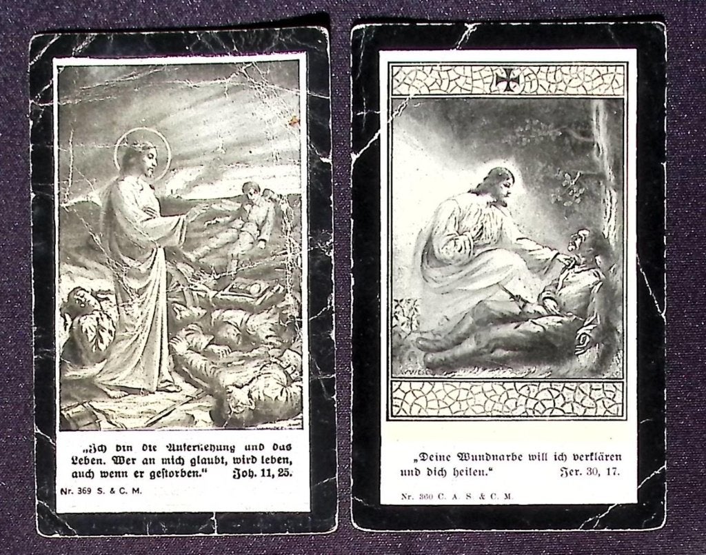cartes de décès 2 soldats allemands de la PGM, Collections, Enlèvement ou Envoi, Image pieuse