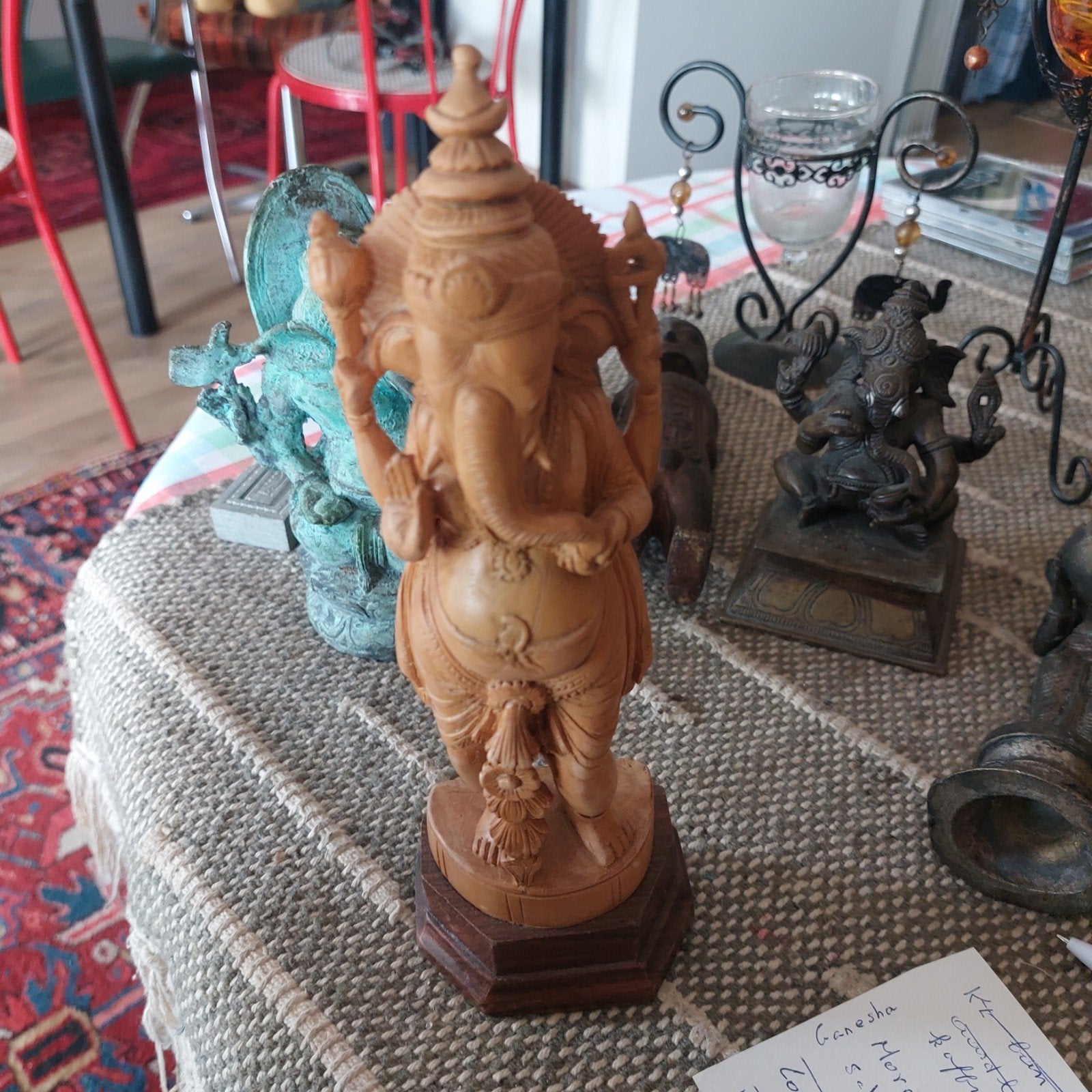 Mooi beeldje indisch in hout, Enlèvement, Bois, Statue