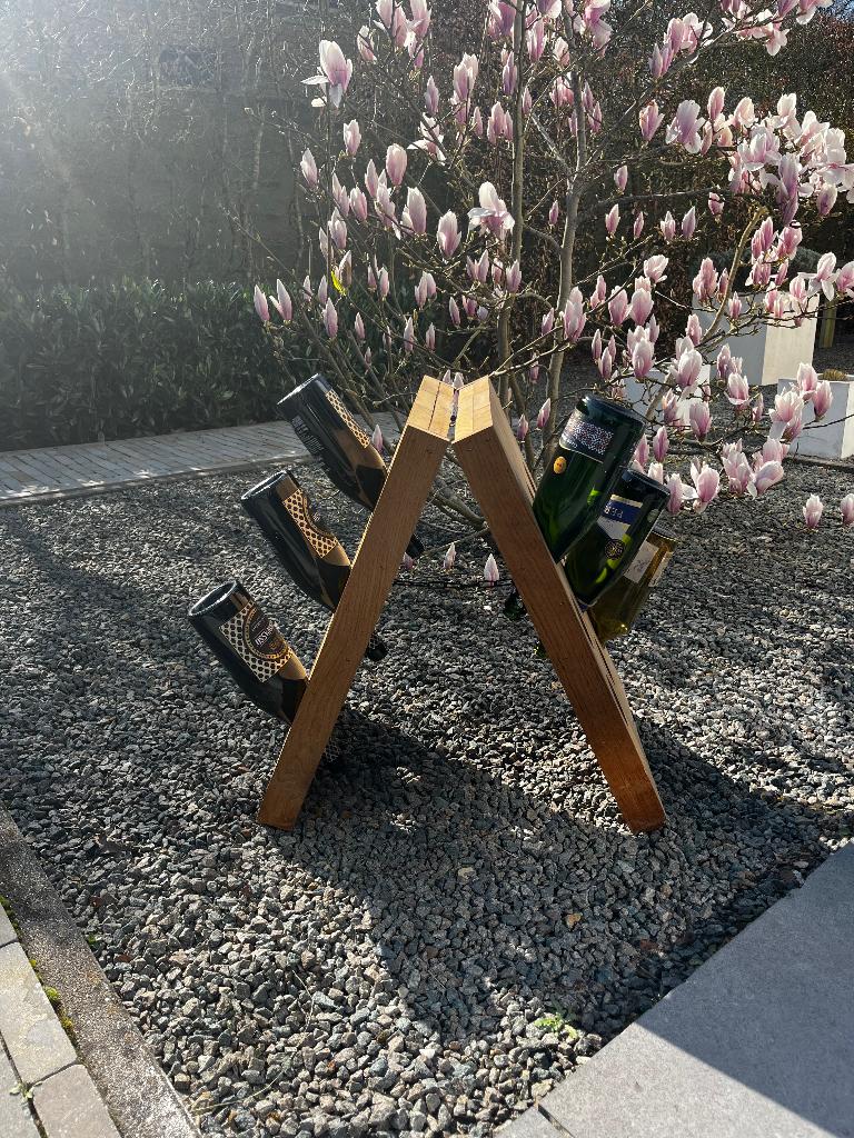 Eikenhouten champagne/wijn rek, Ophalen, Zo goed als nieuw, Hout, 15 tot 25 flessen