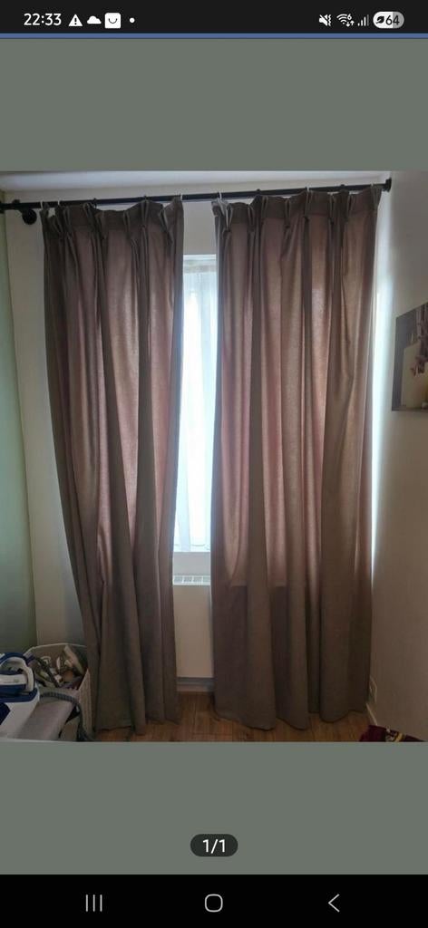 Slaapkamer verduisterende gordijnen met zwarte roede., Huis en Inrichting, Ophalen, 200 cm of meer, 150 tot 200 cm, Zo goed als nieuw
