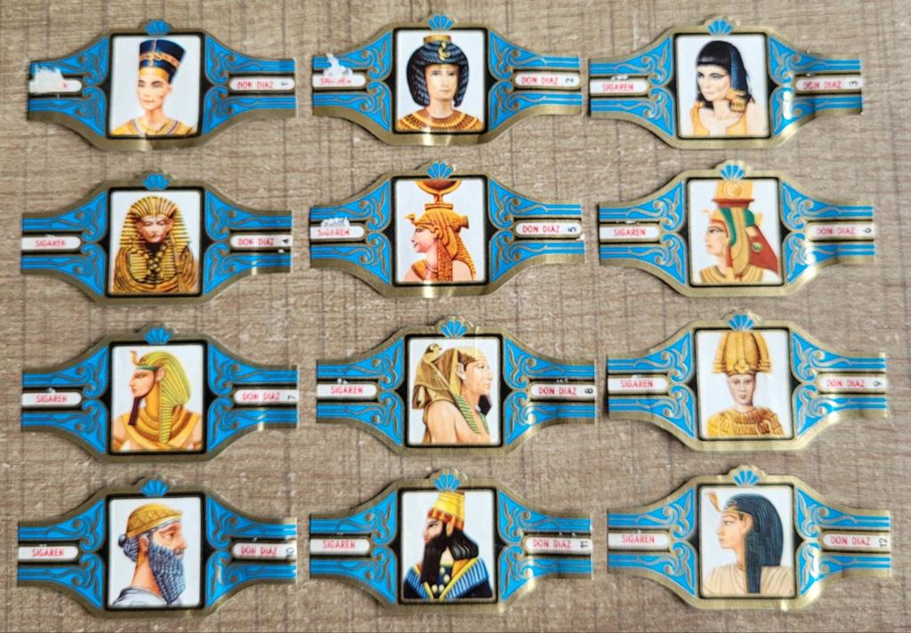 12 oude sigarenbandjes: Egyptische Dynastie, Enlèvement ou Envoi, Utilisé, Bagues de cigare