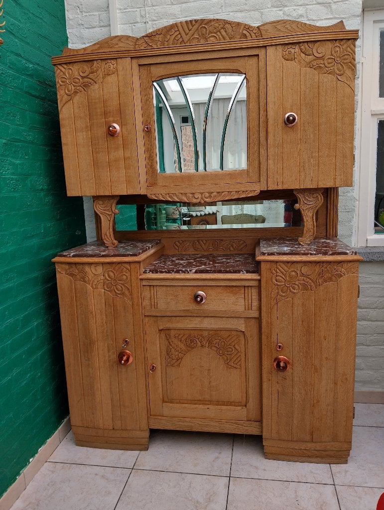 Massiek eiken antieke kast, Huis en Inrichting, Ophalen, Gebruikt, 100 tot 150 cm, Eikenhout