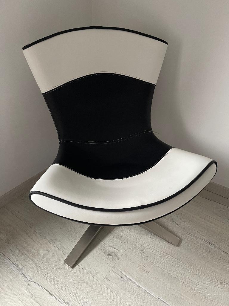 Moderne design fauteuil, Maison & Meubles, Fauteuils, Comme neuf, Cuir, Métal, Enlèvement