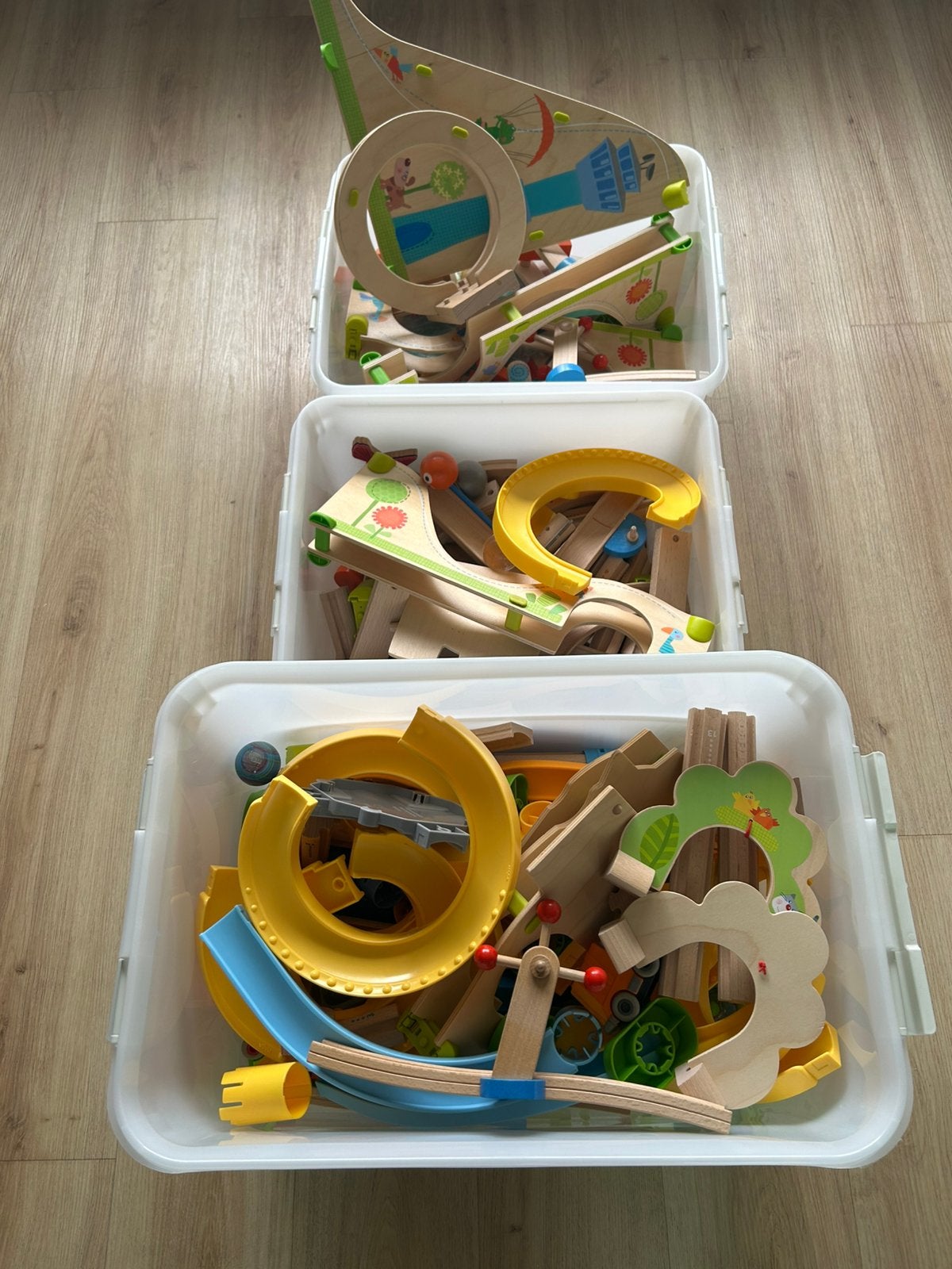 3 grandes boîtes de pistes en marbre Haba Kullerbu, Enfants & Bébés, Jouets | Jouets en bois, Comme neuf, Enlèvement