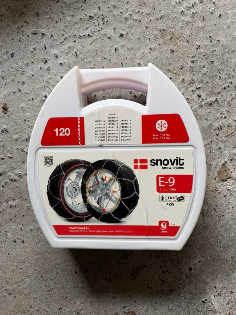 Snovit E-9 sneeuwkettingen, Auto diversen, Sneeuwkettingen, Zo goed als nieuw, Ophalen