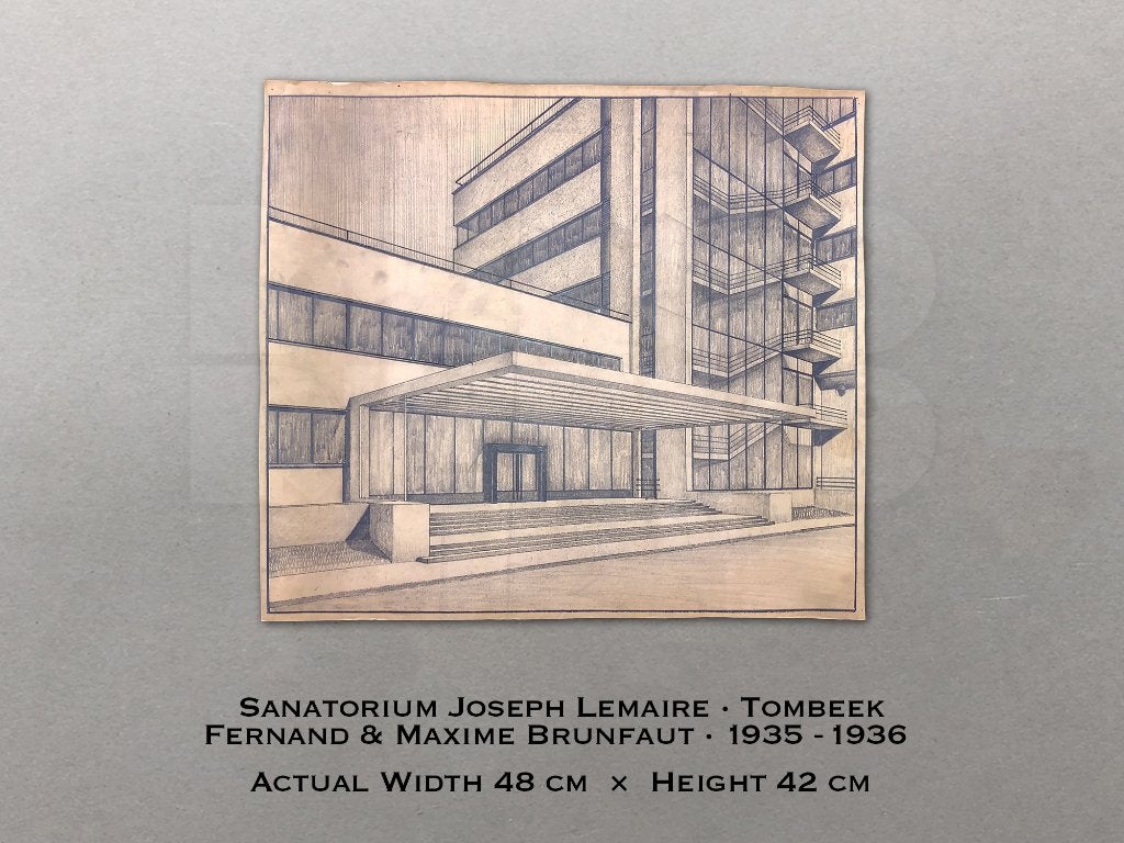 9 tekeningen/plannen Sanatorium Joseph Lemaire Tombeek, Verzamelen, Overige Verzamelen, Gebruikt, Ophalen