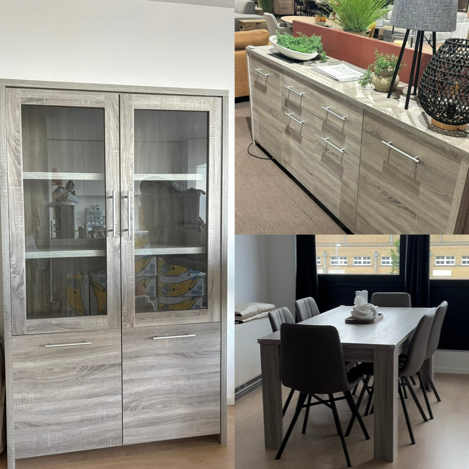 Ensemble de meubles à vendre, Maison & Meubles, Enlèvement, Utilisé, Grijs hout, 4 à 6 chaises