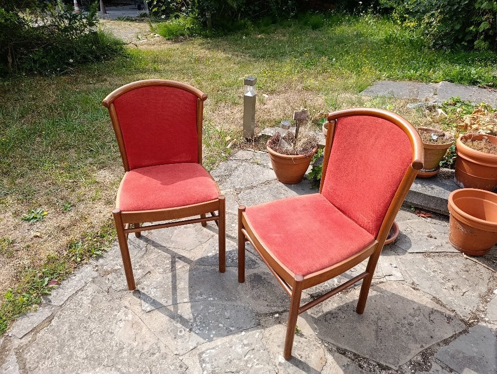 Paar vintage eetkamerstoelen, Huis en Inrichting, Fauteuils, Ophalen, Gebruikt, Hout