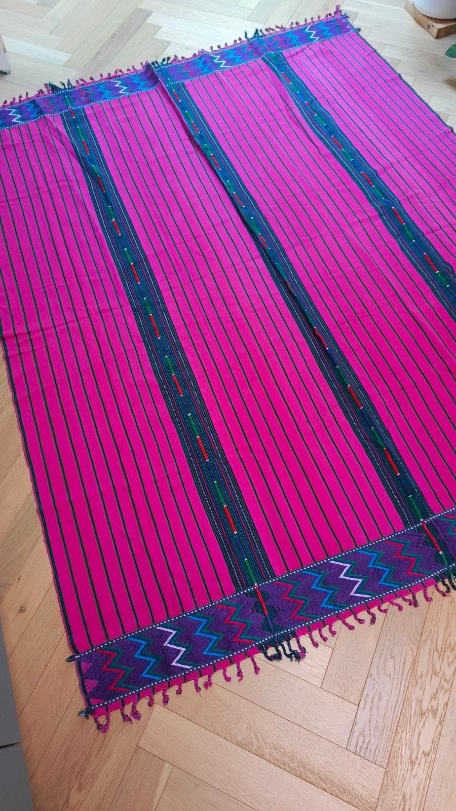 Handgemaakte bedsprei / tafellaken / deken, Ophalen, Mexicaans, 150 tot 200 cm, Roze