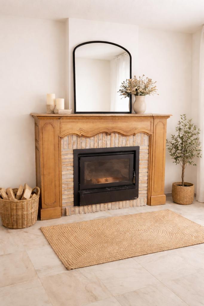 Cheminée en bois finement sculptée, Maison & Meubles, Enlèvement