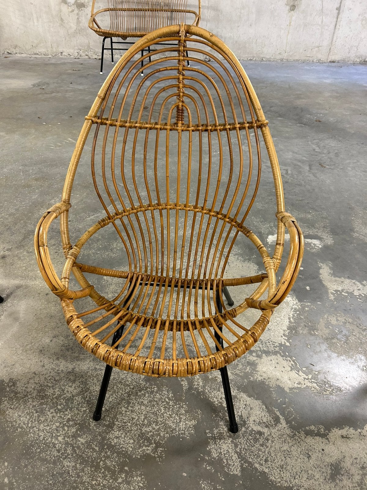 Vintage rotan stoel, Tuin en Terras, Ophalen, Gebruikt, Rotan