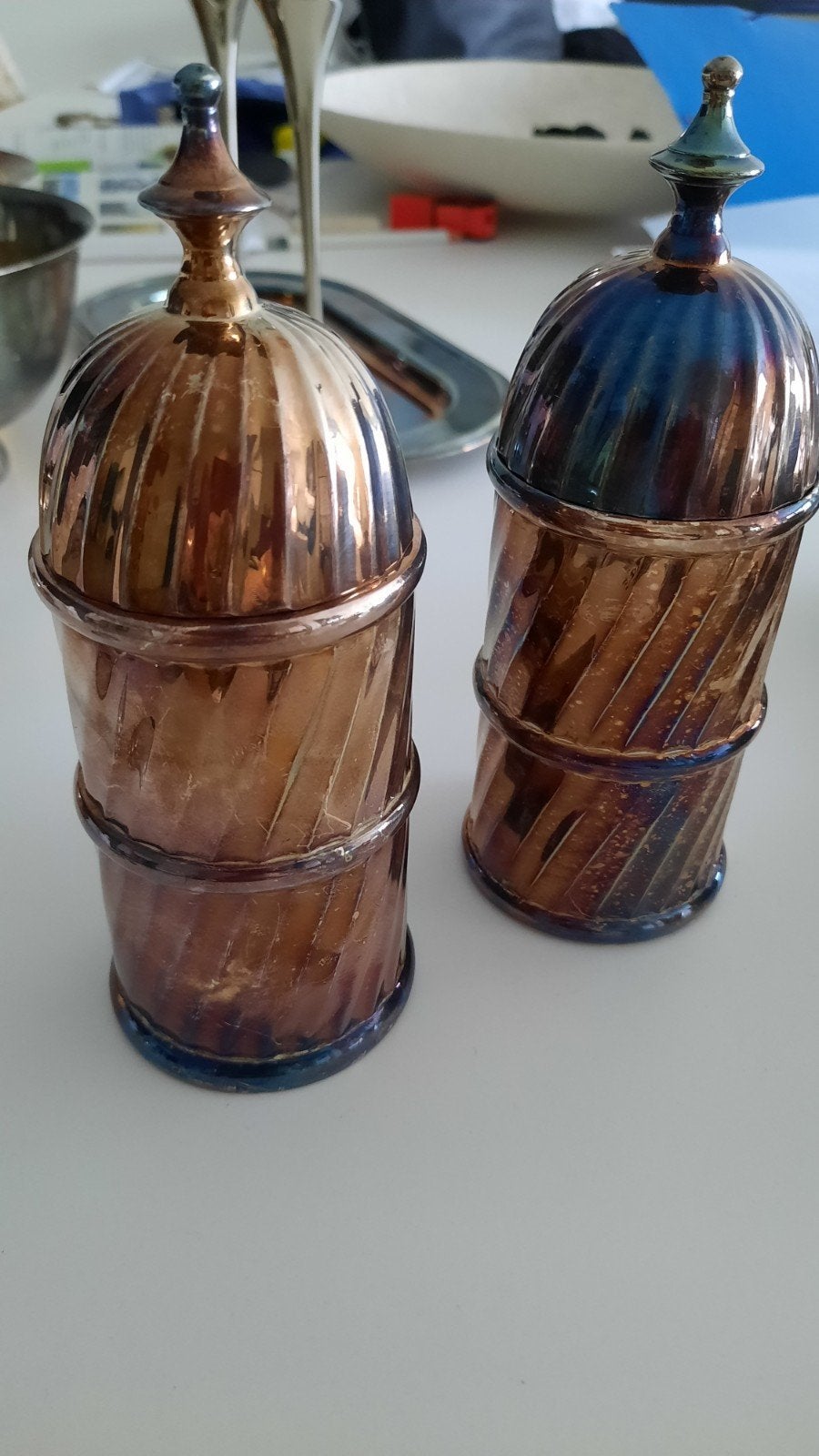 2 verzilverde suikerpotjes en melkkannetjes, Huis en Inrichting, Woonaccessoires | Stolpen, Ophalen of Verzenden