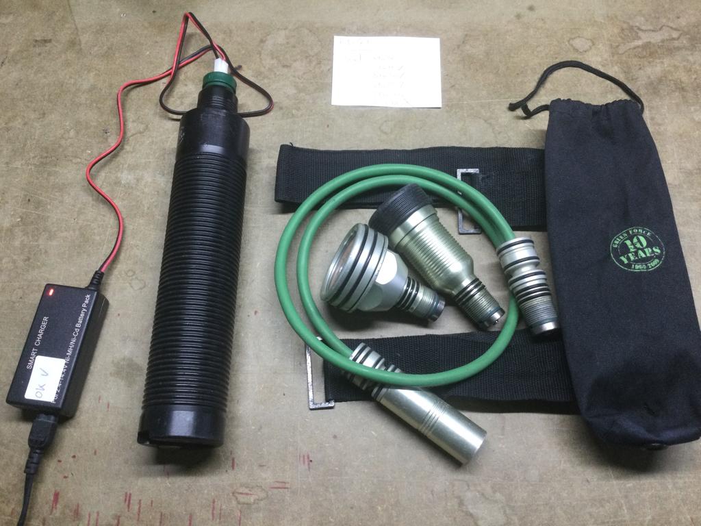 Green Force Kabellamp Flexi III + Hid kop & Halogeen kop, Ophalen of Verzenden, Gebruikt, Duiklamp