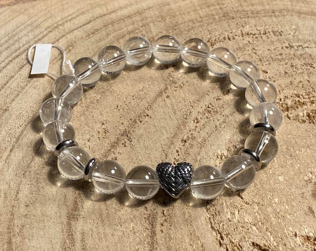 Superbe bracelet en cristal de roche avec cœur ️, Neuf, Acier, Enlèvement, Avec pierre précieuse
