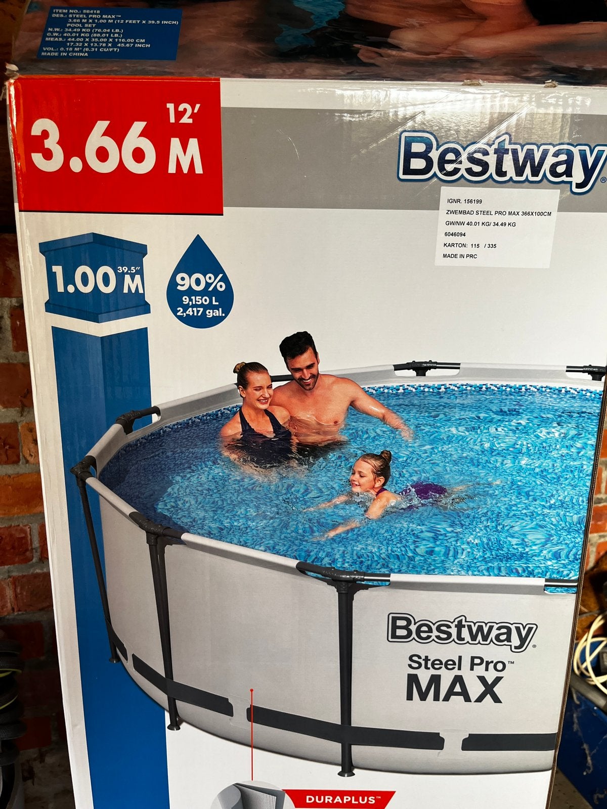 Gratis bestway zwembad 3,66m -zelf te demonteren, Ophalen, Gebruikt, 80 tot 120 cm, Rond