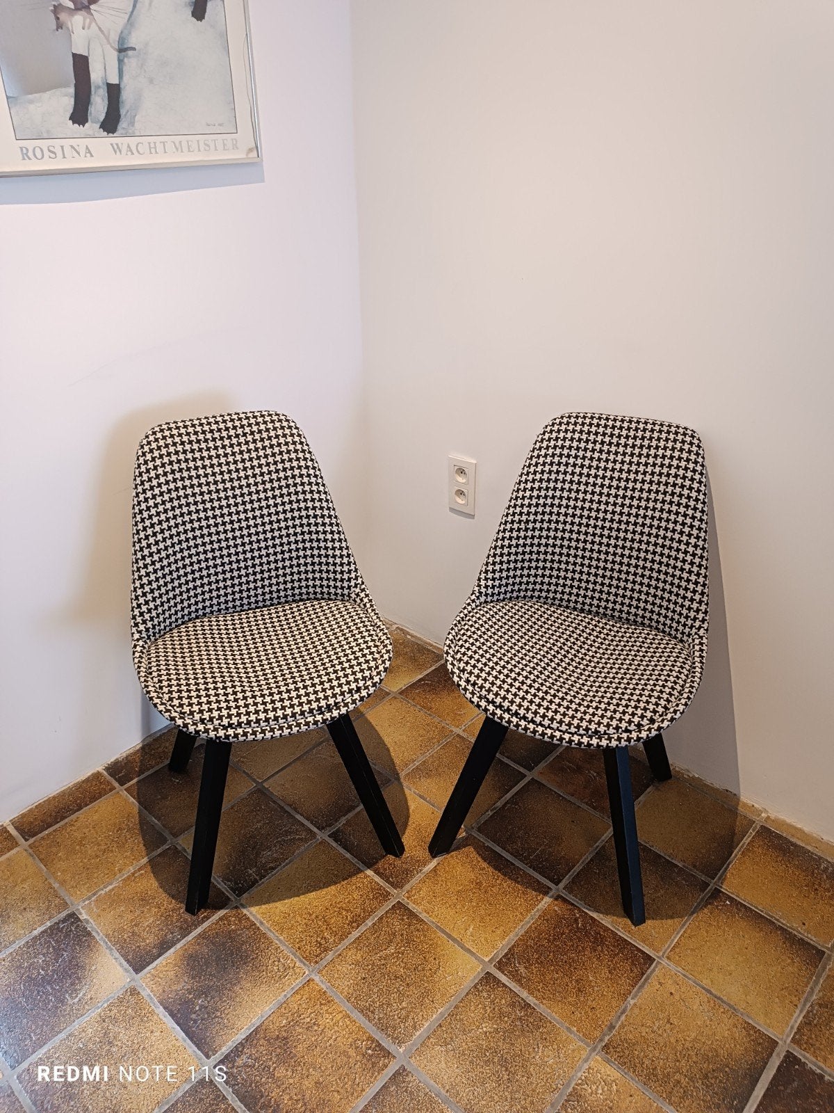 Chaises Alterego Design,Style Scandinave Pied-de-poule, Enlèvement, Blanc, Tissus, Deux