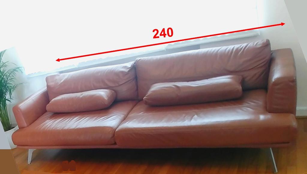 Grand canapé contemporain, cuir cognac, Enlèvement, Cuir