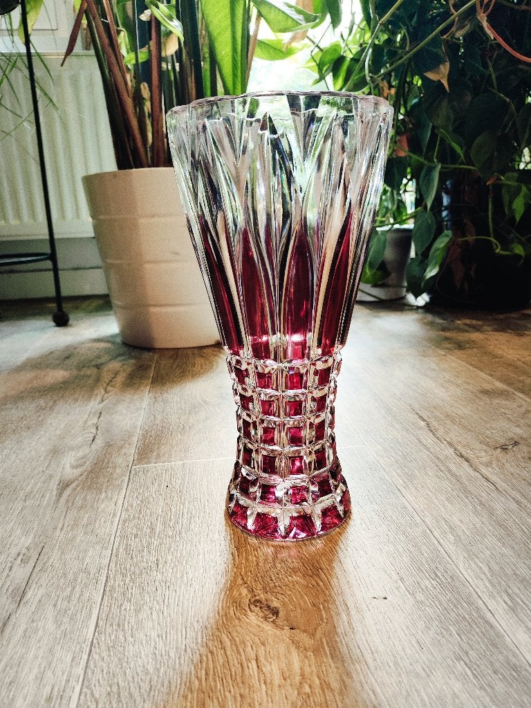 Vase Val Saint Lambert Cristal rouge (25,5 cm), Enlèvement ou Envoi