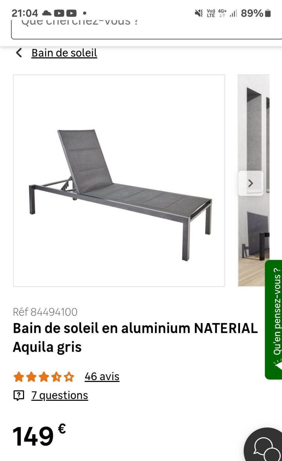 2x Chaises Longues de Jardin NEUF