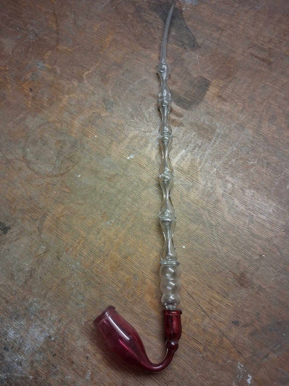 Herbbate pipe en verre soufflé 19ème  60 cm de long, Enlèvement