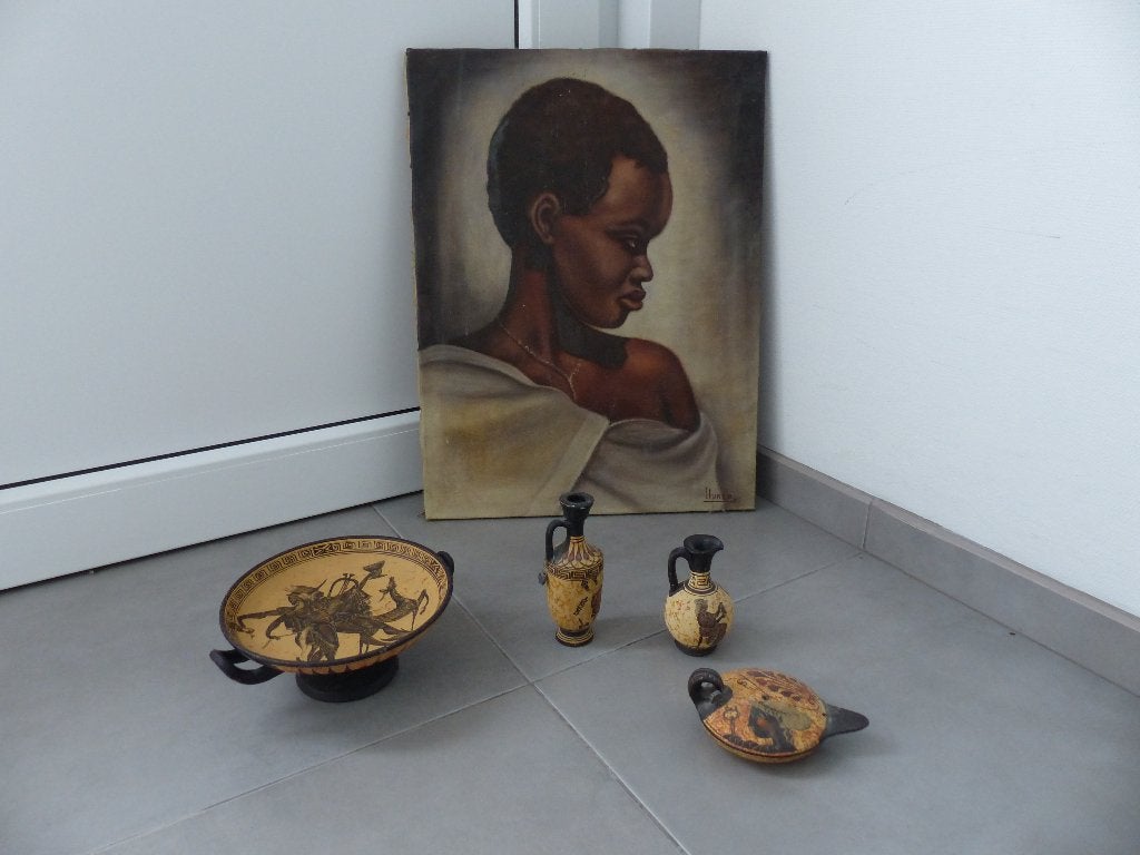 Afrikaanse kunst - kader + voorwerpen, Ophalen of Verzenden
