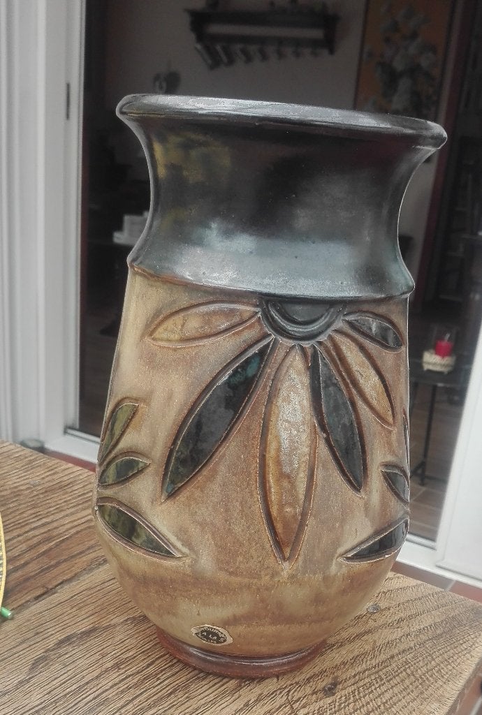 Vase vintage en grès de 26 cm « Tourné à la Main » en France, Antiquités & Art, Enlèvement