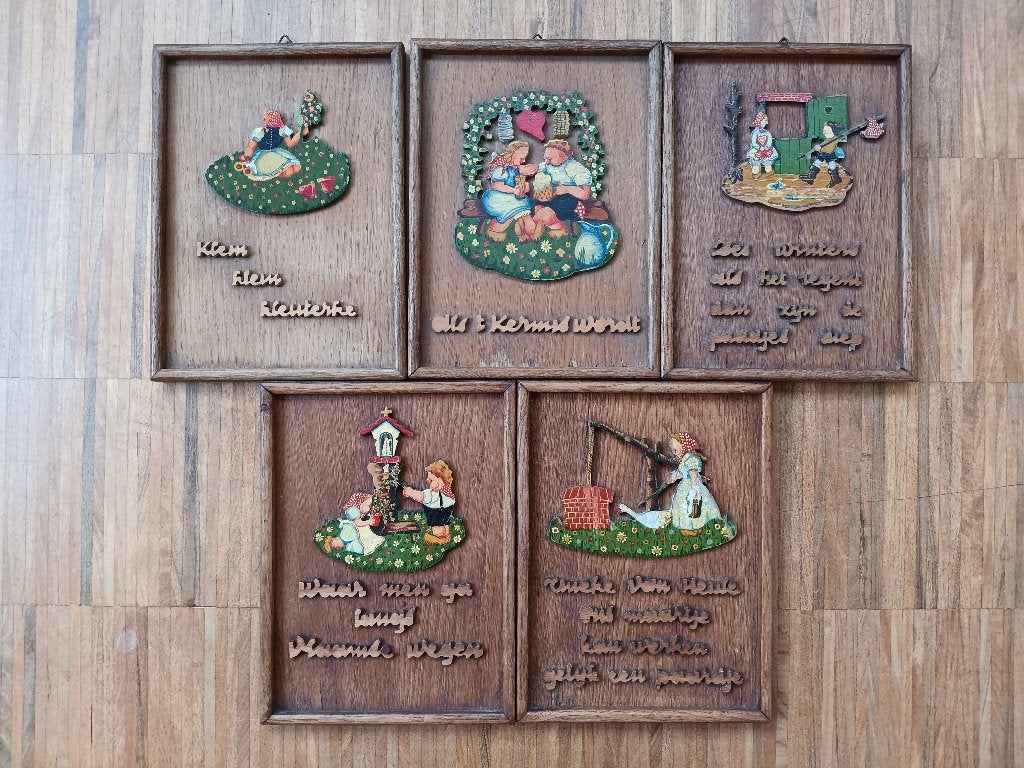 Set van 5 nostalgische houten spreuken, Enlèvement ou Envoi