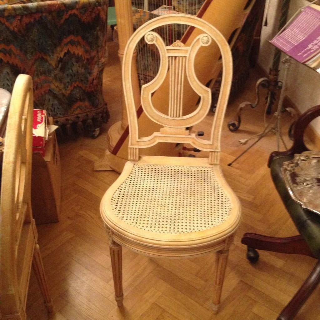 4 stoelen met harp motief, Antiek en Kunst, Ophalen