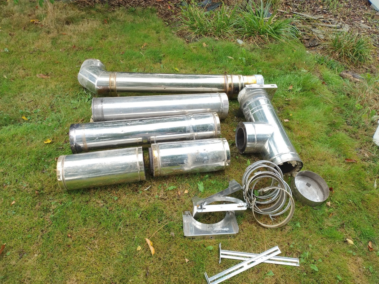lot Inox dubbelwandige kachel buizen., Huis en Inrichting, Ophalen, Gebruikt
