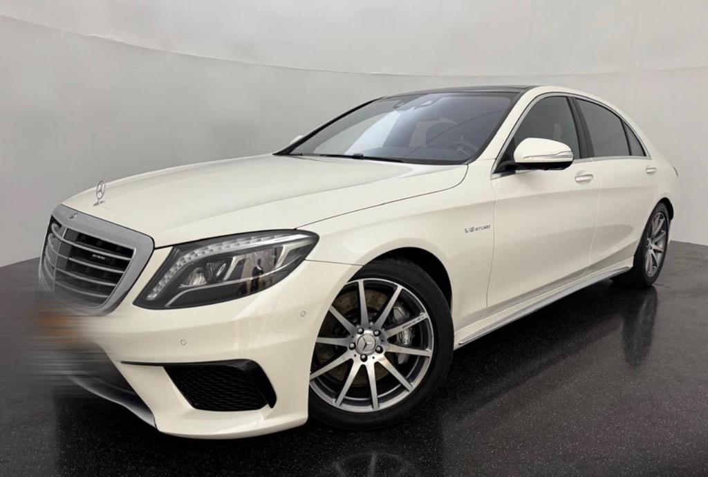 Mercedes s63 amg lang bj2016 wit parel vol opties nette auto, Auto's, Automaat, Euro 6, Bruin, Leder