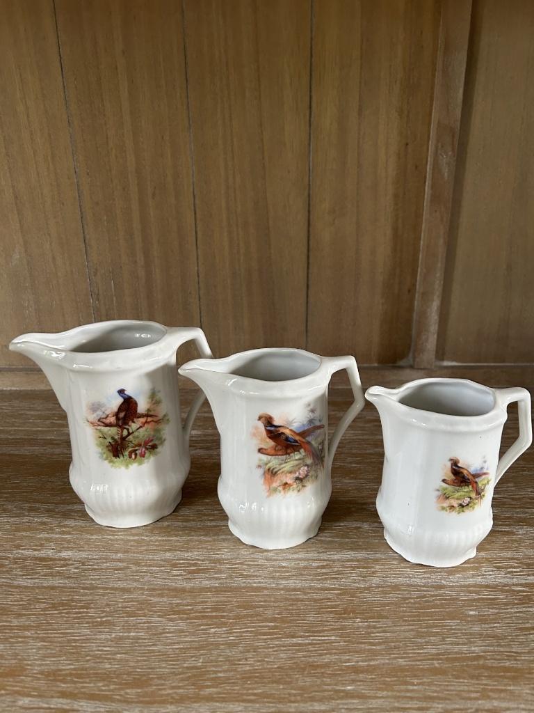 Les 3 pots au lait avec leur faisans, Antiquités & Art, Enlèvement ou Envoi