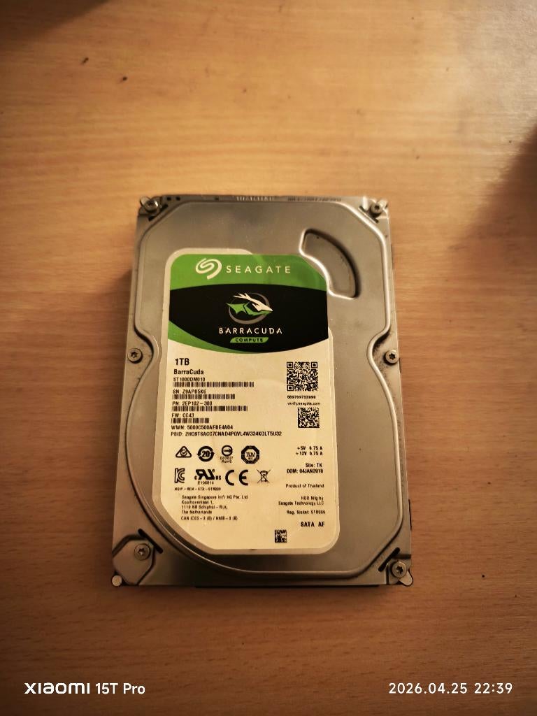 SEAGATE BARRACUDA 1TB, Enlèvement ou Envoi, Interne, Utilisé, Seagate