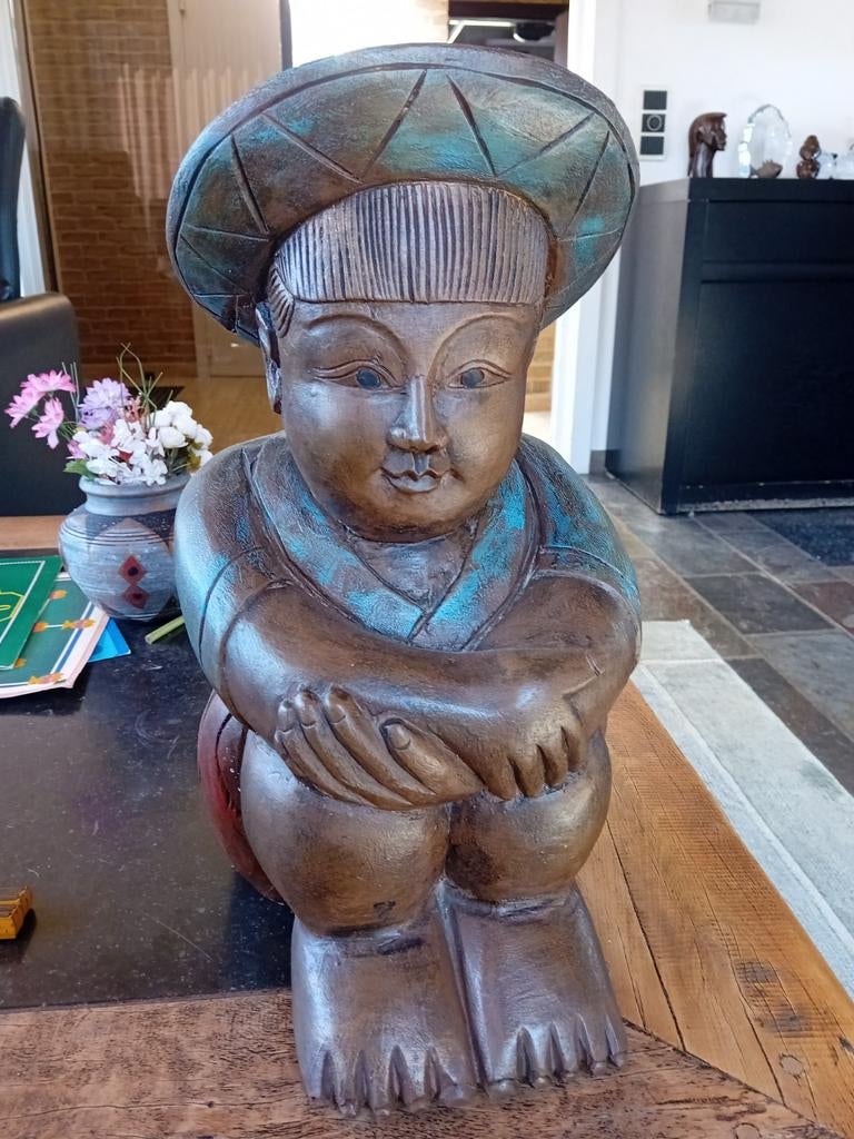 Houten beeld 40 cm, Ophalen, Zo goed als nieuw