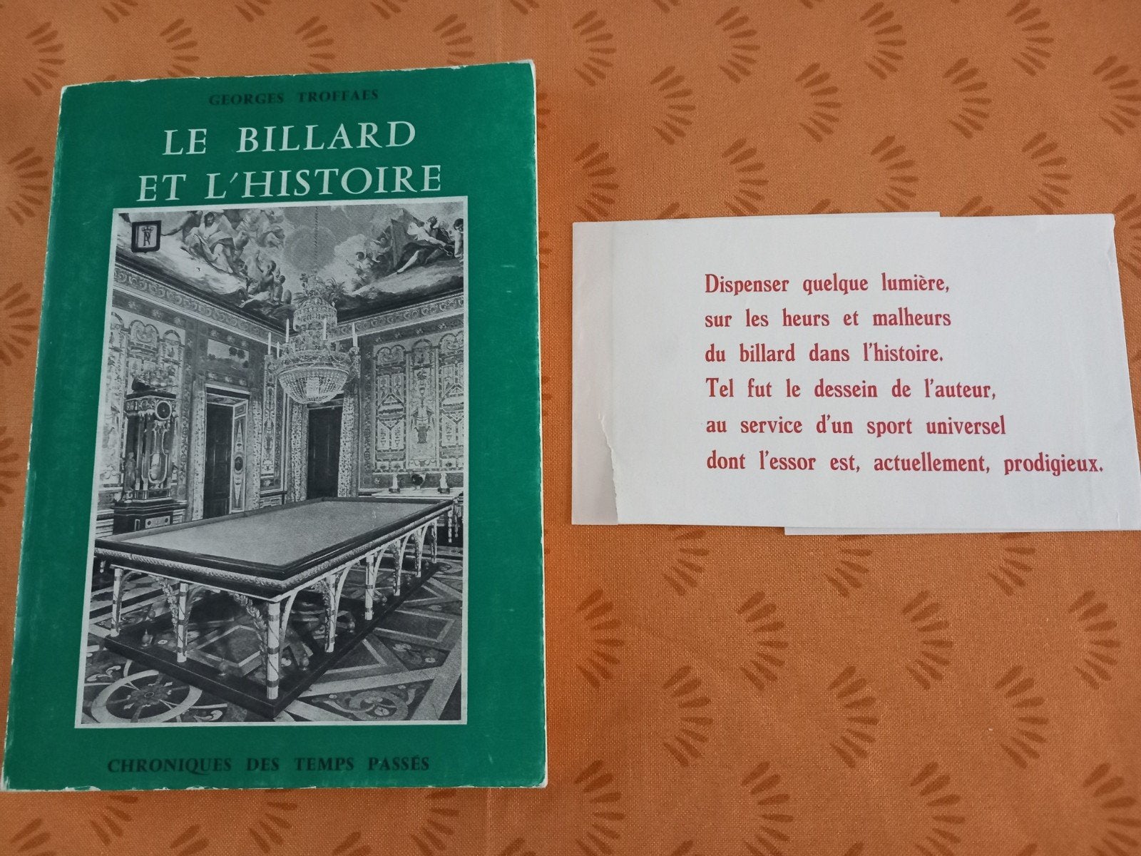 Le billard et l'histoire   Georges Troffaes, Livres, Enlèvement ou Envoi