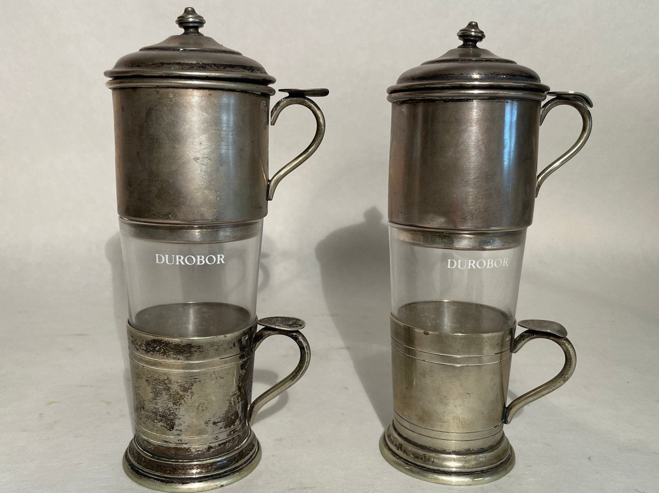Vintage Art Deco zilveren filterkoffiezetters Durobor, Antiek en Kunst, Antiek | Servies compleet, Ophalen