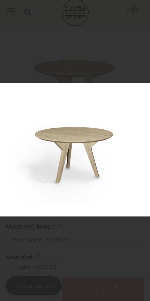 Massief Eiken eettafel rond 140cm Y-wood firma hout & staal, Huis en Inrichting, Tafels | Eettafels, Ophalen, Nieuw, Modern vol hout
