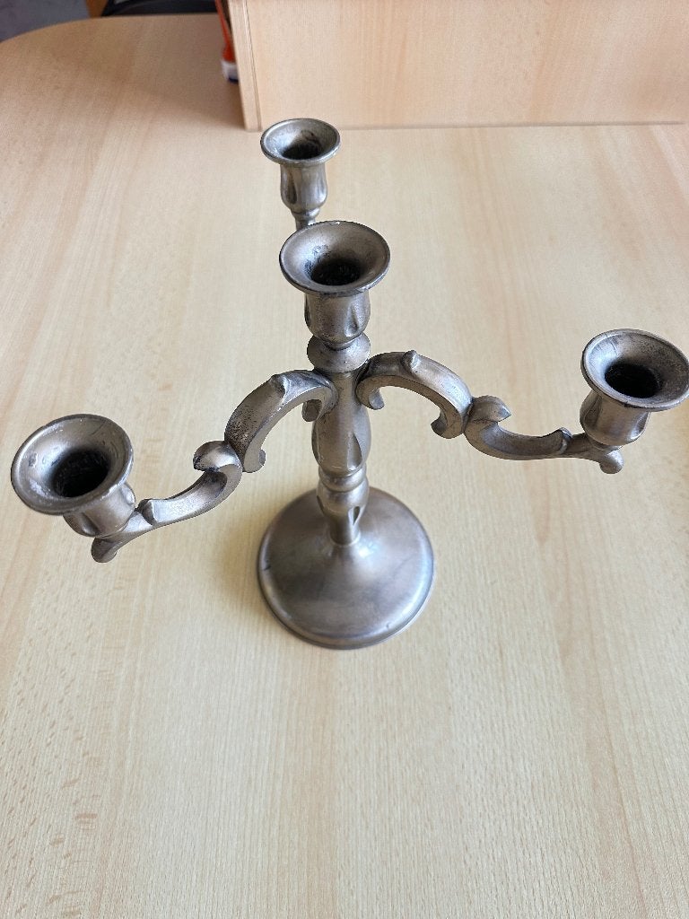 Vintage messing kandelaar voor 4 kaarsen, Ophalen, Zo goed als nieuw, Kandelaar