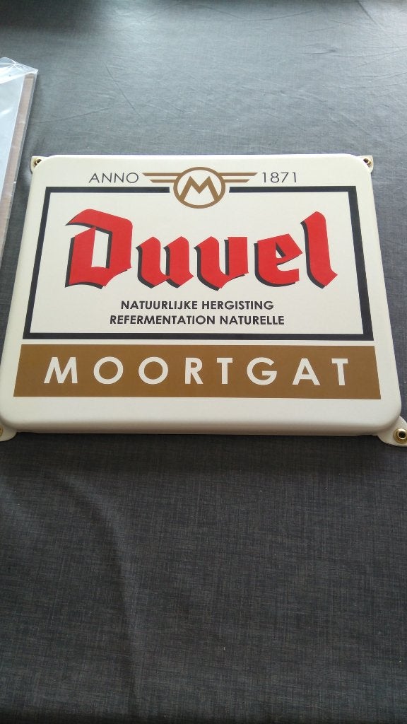 Emaille bord duvel, Verzamelen, Ophalen, Nieuw, Reclamebord, Plaat of Schild, Duvel