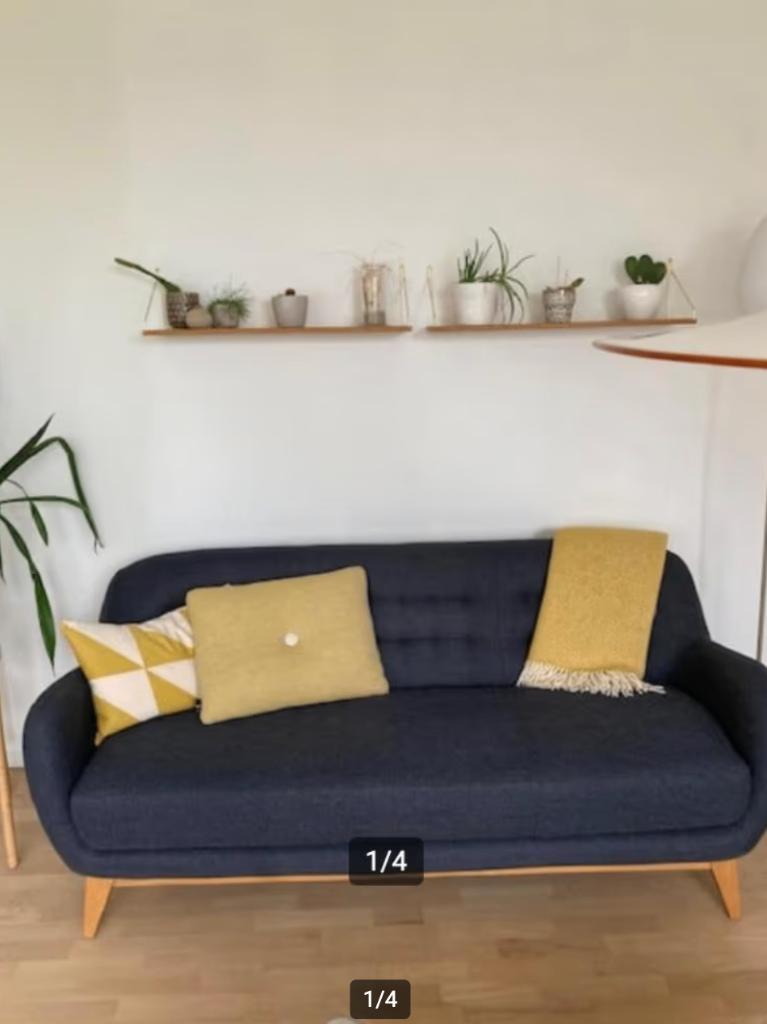 Driezit blauwe zetel Habitat, Trois personnes, 150 à 200 cm, Enlèvement, Utilisé