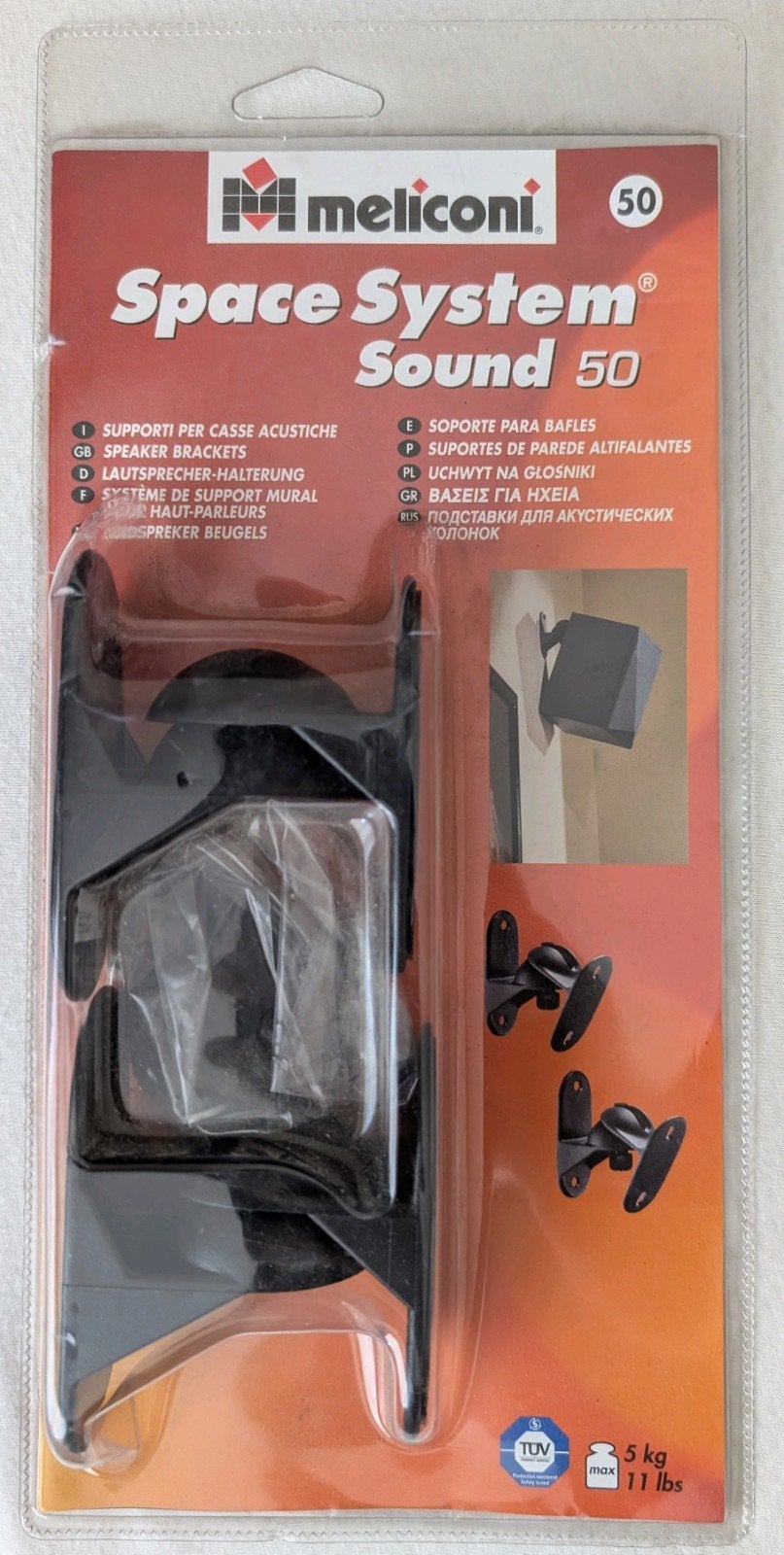 Meliconi SOUND 50 - 2 luidsprekerbeugels tot 5kg, Ophalen of Verzenden, Nieuw, Overige merken