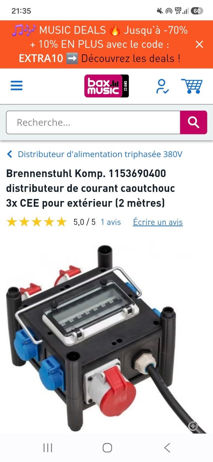 cable 32a et  distributeur de courant 32A, Enlèvement, Comme neuf