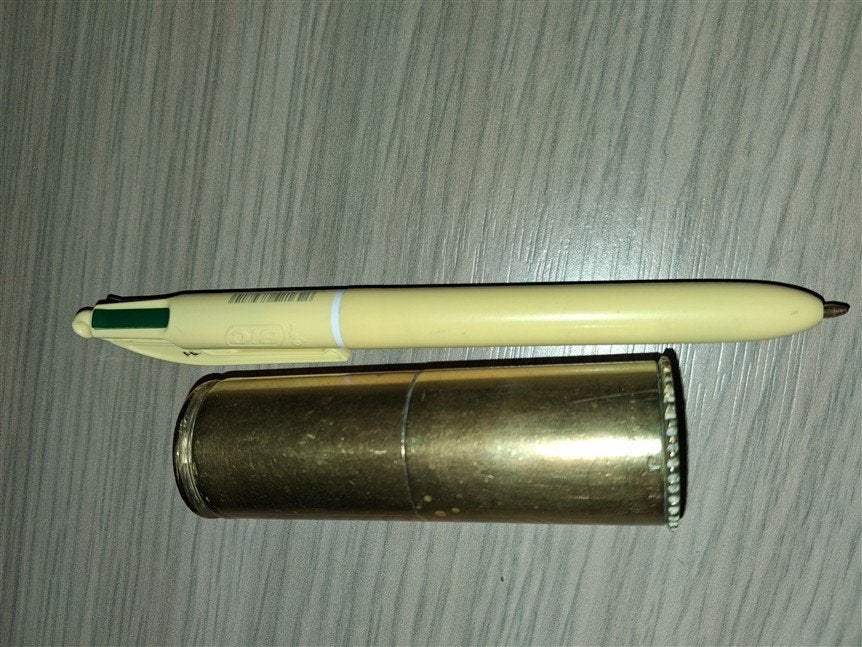 trench art lighter, aansteker met munt in verwerkt, datum ??, Verzamelen, Ophalen of Verzenden