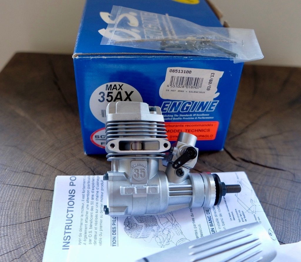 Moteur O.S. MAX 35AX neuf en boîte – complet, Enlèvement ou Envoi, Neuf, Nitro