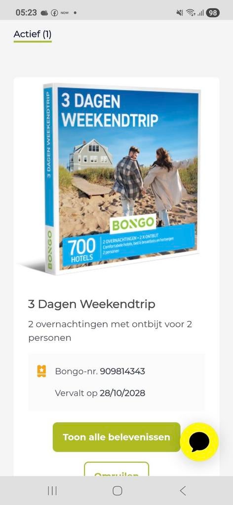 Te koop bongo bon ter waarde van 159.90euro, Tickets & Billets