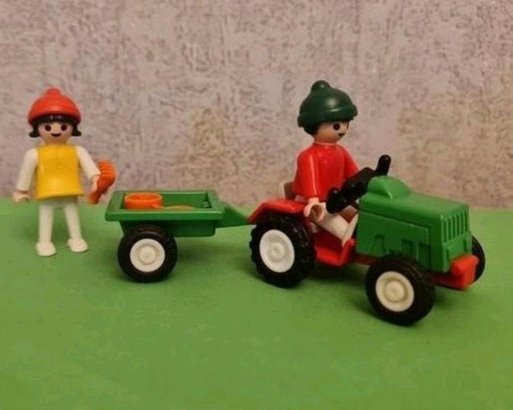 Vintage playmobil 3594 : kinderen met tractor en aanhanger, Enlèvement ou Envoi