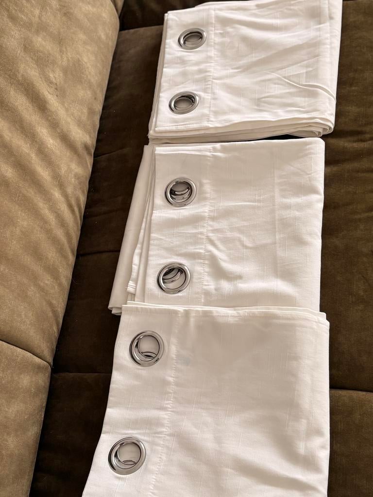 3 rideaux à anneaux blancs Damien 135 x 270 cm, Maison & Meubles, Enlèvement ou Envoi, Blanc